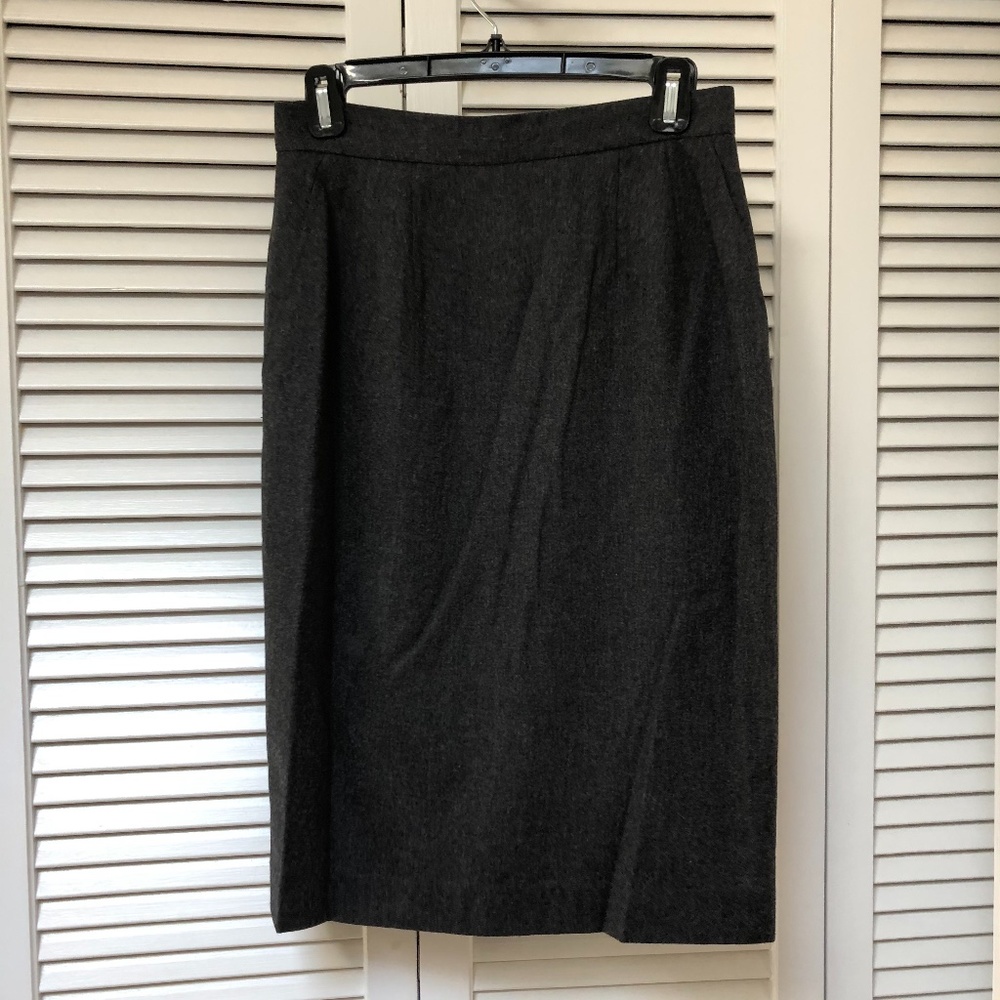 Anne Klein II Gray 100% Wool Pencil Skirt High Waist Pockets Y2K Quality Small